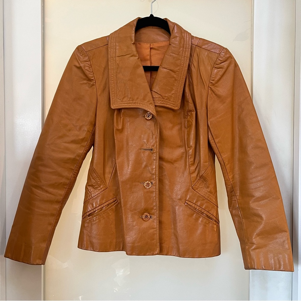 Vintage Camel Leather Blazer